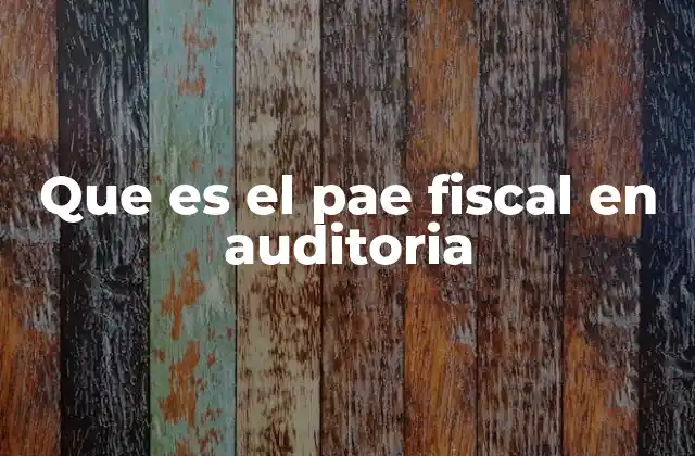 Que es el Pae Fiscal en Auditoria