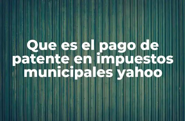 Que es el Pago de Patente en Impuestos Municipales Yahoo