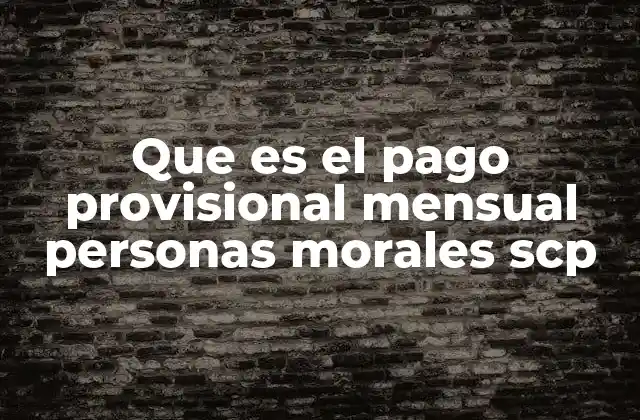 Que es el Pago Provisional Mensual Personas Morales Scp
