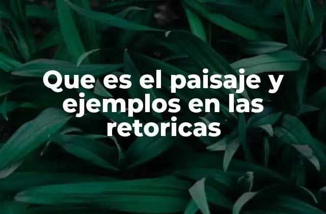 Que es el Paisaje y Ejemplos en las Retoricas
