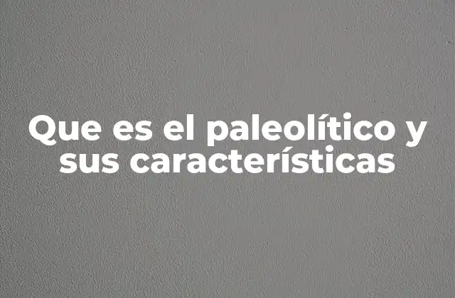 Que es el Paleolítico y Sus Características