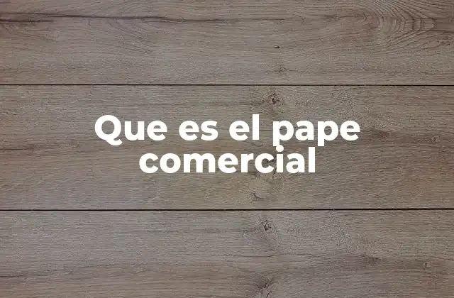 Que es el Pape Comercial