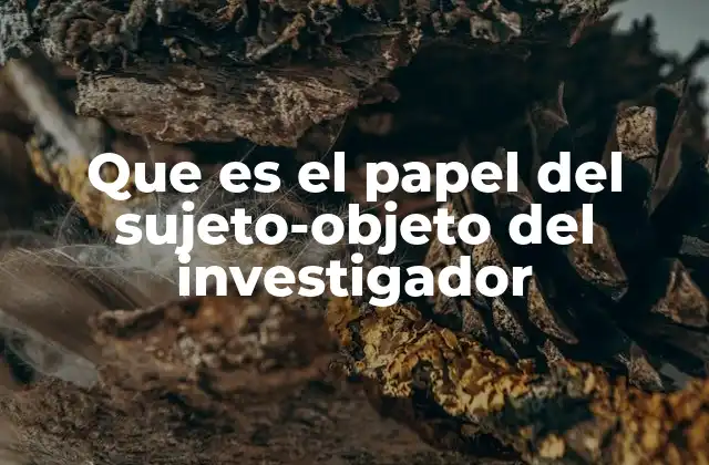 Que es el Papel Del Sujeto-objeto Del Investigador