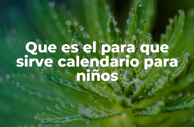 Que es el para que Sirve Calendario para Niños