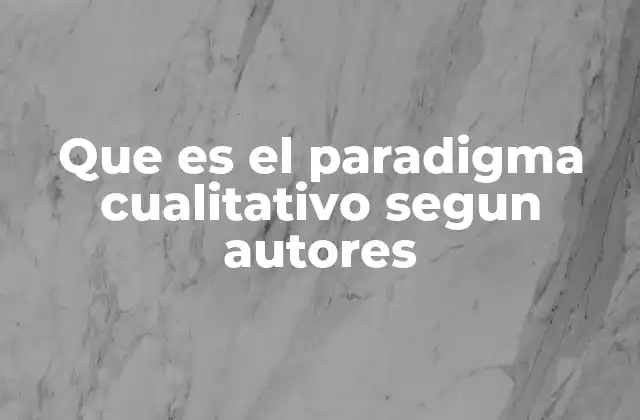 Que es el Paradigma Cualitativo Segun Autores