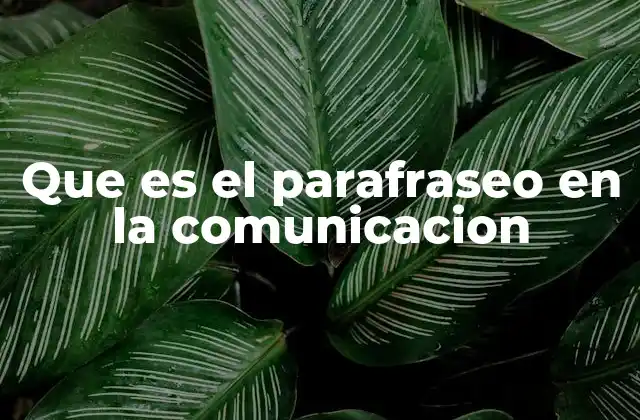Que es el Parafraseo en la Comunicacion
