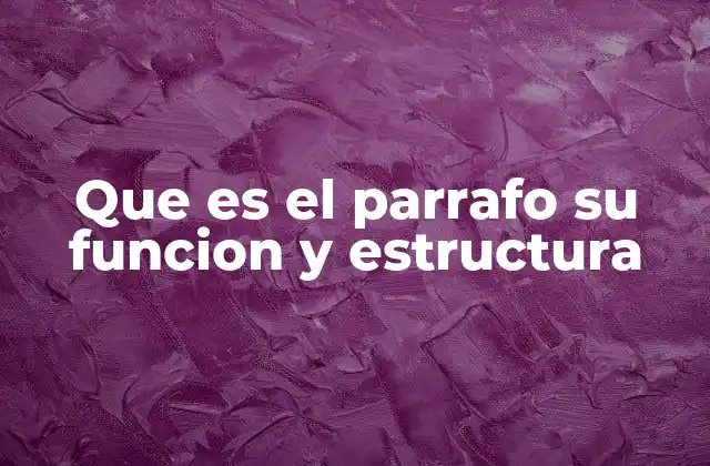 Que es el Parrafo Su Funcion y Estructura