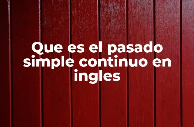 Que es el Pasado Simple Continuo en Ingles