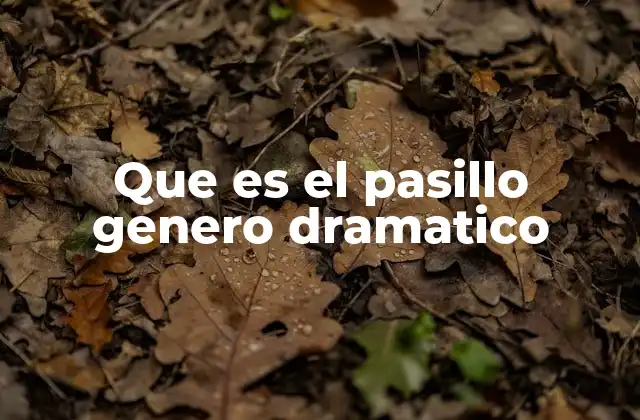 Que es el Pasillo Genero Dramatico