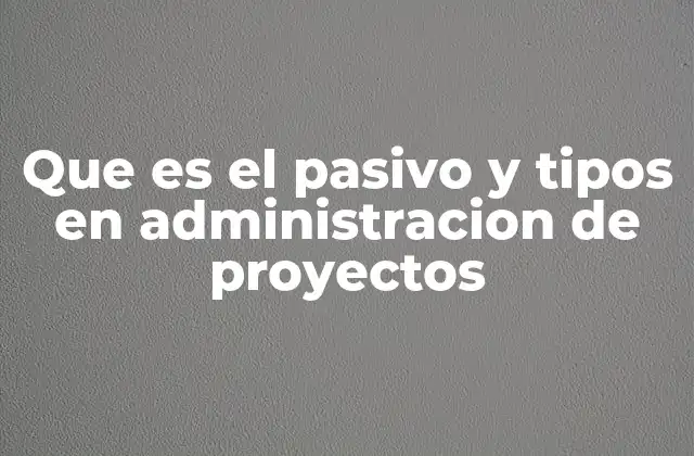 Que es el Pasivo y Tipos en Administracion de Proyectos