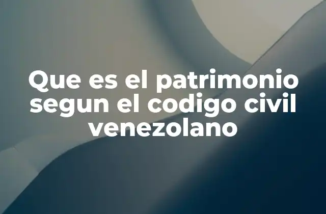 Que es el Patrimonio Segun el Codigo Civil Venezolano