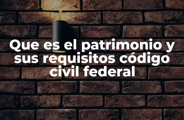 Que es el Patrimonio y Sus Requisitos Código Civil Federal