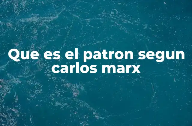 Que es el Patron Segun Carlos Marx
