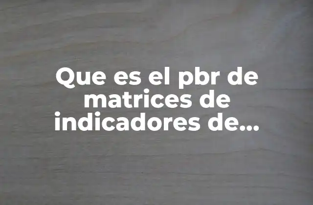 Que es el Pbr de Matrices de Indicadores de Resultados