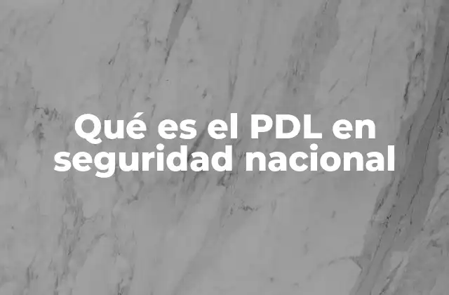 Qué es el Pdl en Seguridad Nacional
