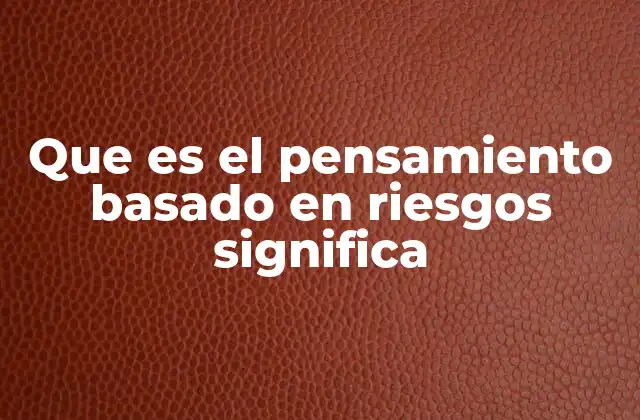 Que es el Pensamiento Basado en Riesgos Significa