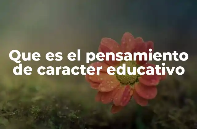 Que es el Pensamiento de Caracter Educativo
