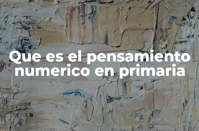 Que es el Pensamiento Numerico en Primaria