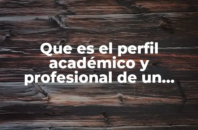 Que es el Perfil Académico y Profesional de un Proyecto