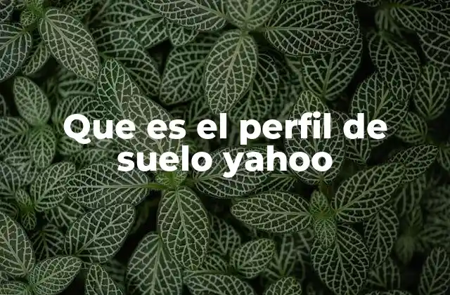 Que es el Perfil de Suelo Yahoo