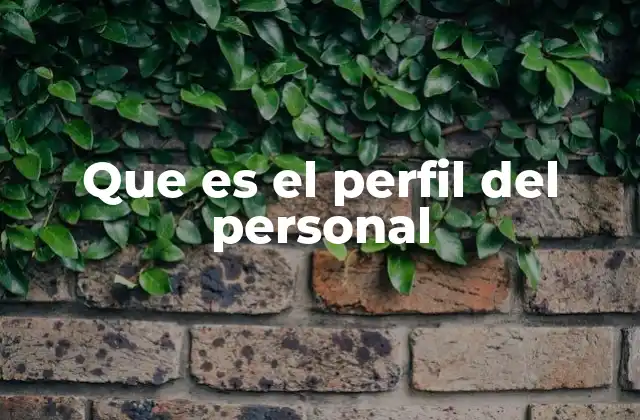 Que es el Perfil Del Personal