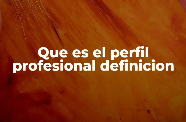 Que es el Perfil Profesional Definicion