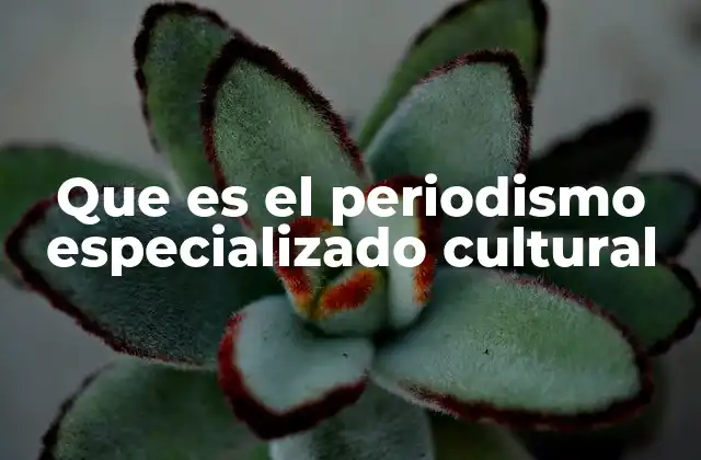 Que es el Periodismo Especializado Cultural