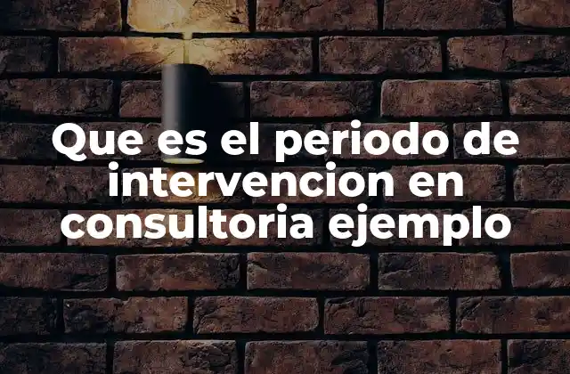 Que es el Periodo de Intervencion en Consultoria Ejemplo