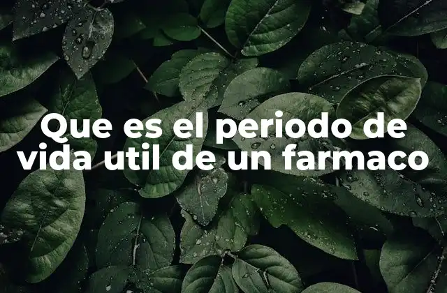 Que es el Periodo de Vida Util de un Farmaco