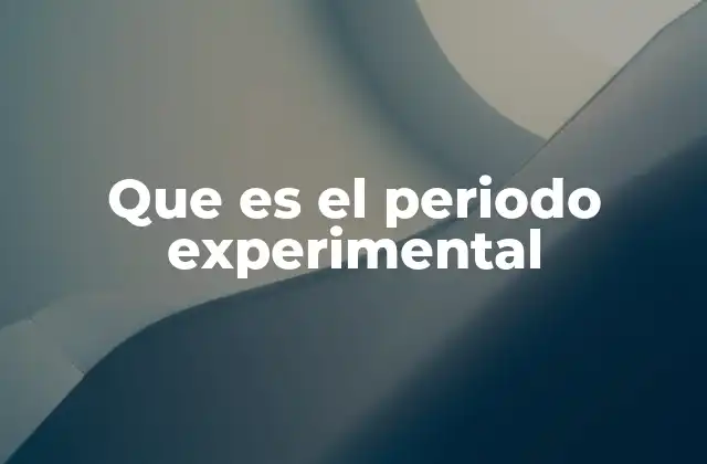 Que es el Periodo Experimental