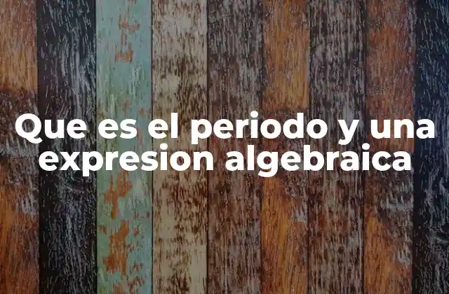 Que es el Periodo y una Expresion Algebraica