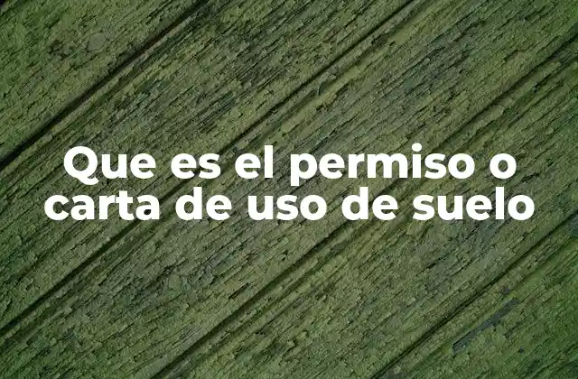 Que es el Permiso o Carta de Uso de Suelo