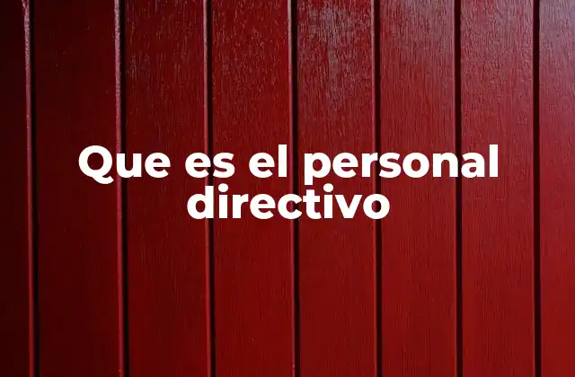 Que es el Personal Directivo