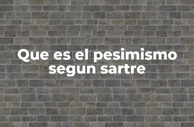 Que es el Pesimismo Segun Sartre
