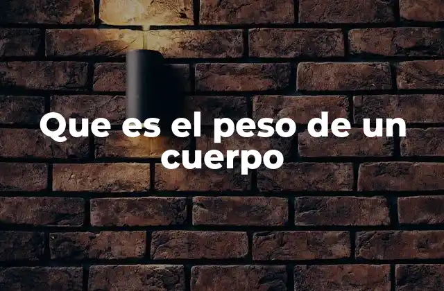 Que es el Peso de un Cuerpo