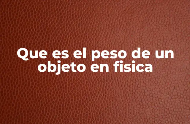 Que es el Peso de un Objeto en Fisica