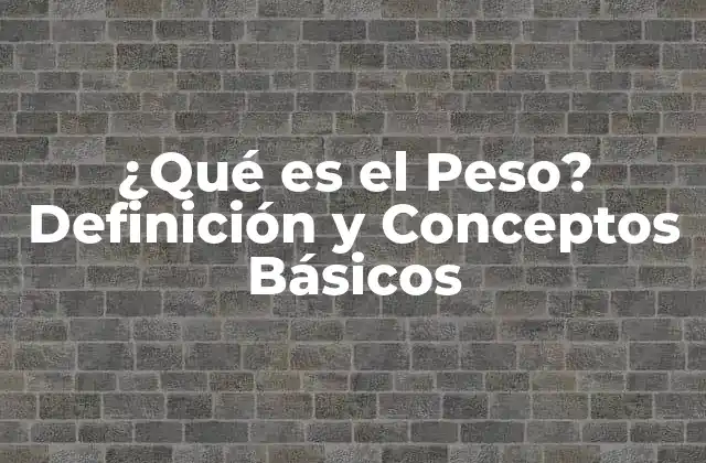 ¿qué es el Peso? Definición y Conceptos Básicos