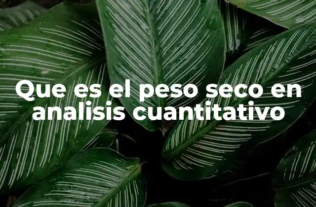 Que es el Peso Seco en Analisis Cuantitativo