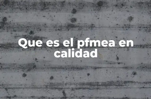 Que es el Pfmea en Calidad