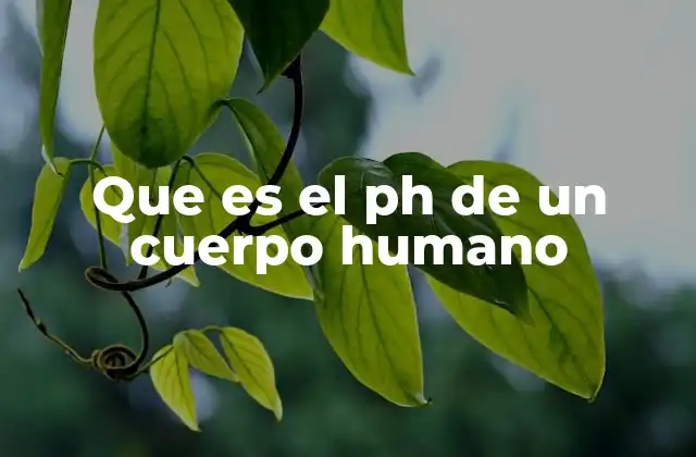 Que es el Ph de un Cuerpo Humano