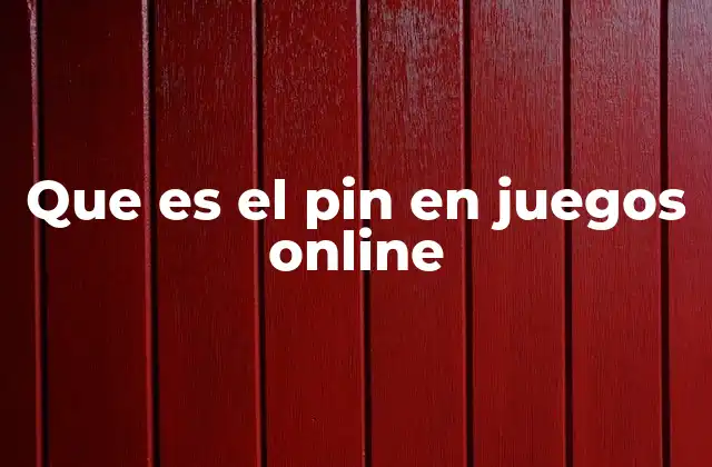 Que es el Pin en Juegos Online