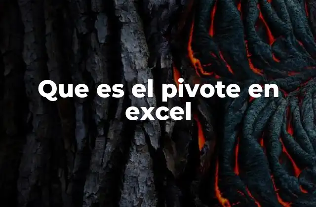 Que es el Pivote en Excel