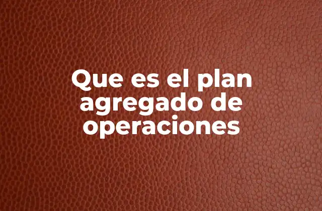 Que es el Plan Agregado de Operaciones