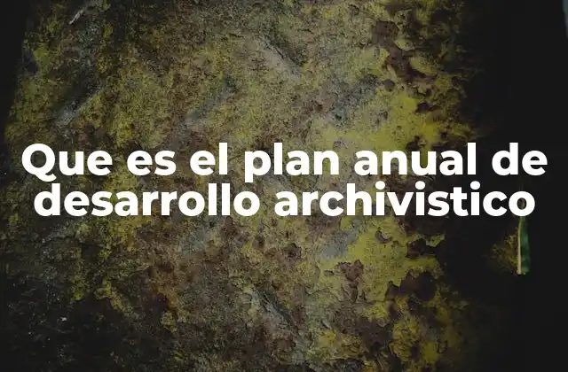 Que es el Plan Anual de Desarrollo Archivistico