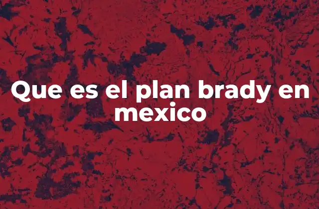 Que es el Plan Brady en Mexico