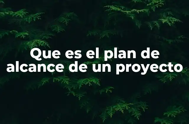Que es el Plan de Alcance de un Proyecto