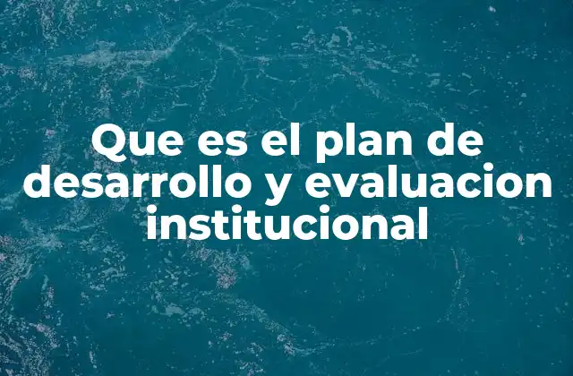 Que es el Plan de Desarrollo y Evaluacion Institucional
