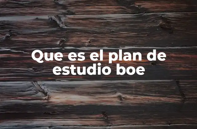 Que es el Plan de Estudio Boe