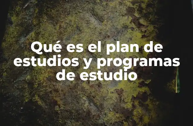 Qué es el Plan de Estudios y Programas de Estudio