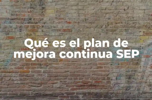 Qué es el Plan de Mejora Continua Sep